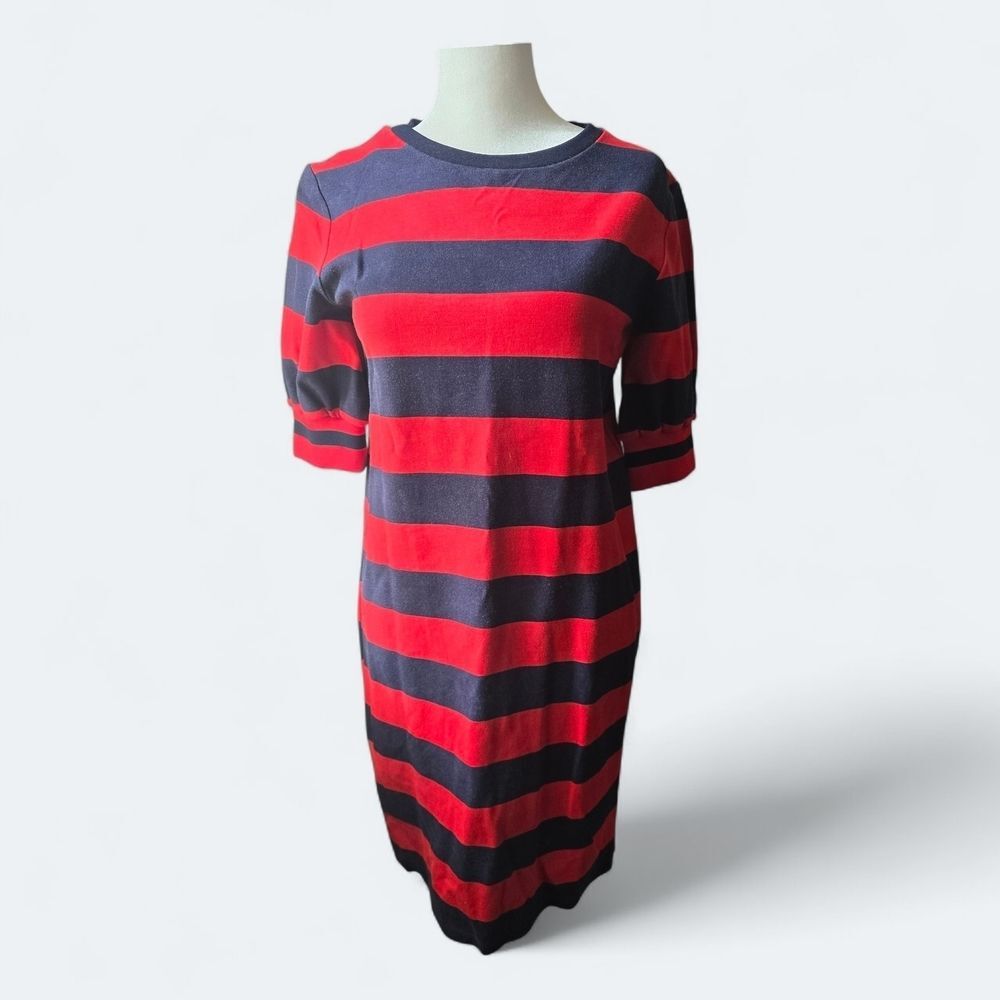 Ralph Lauren Red and Black Striped T-Shirt Dress Size Small Green TAG